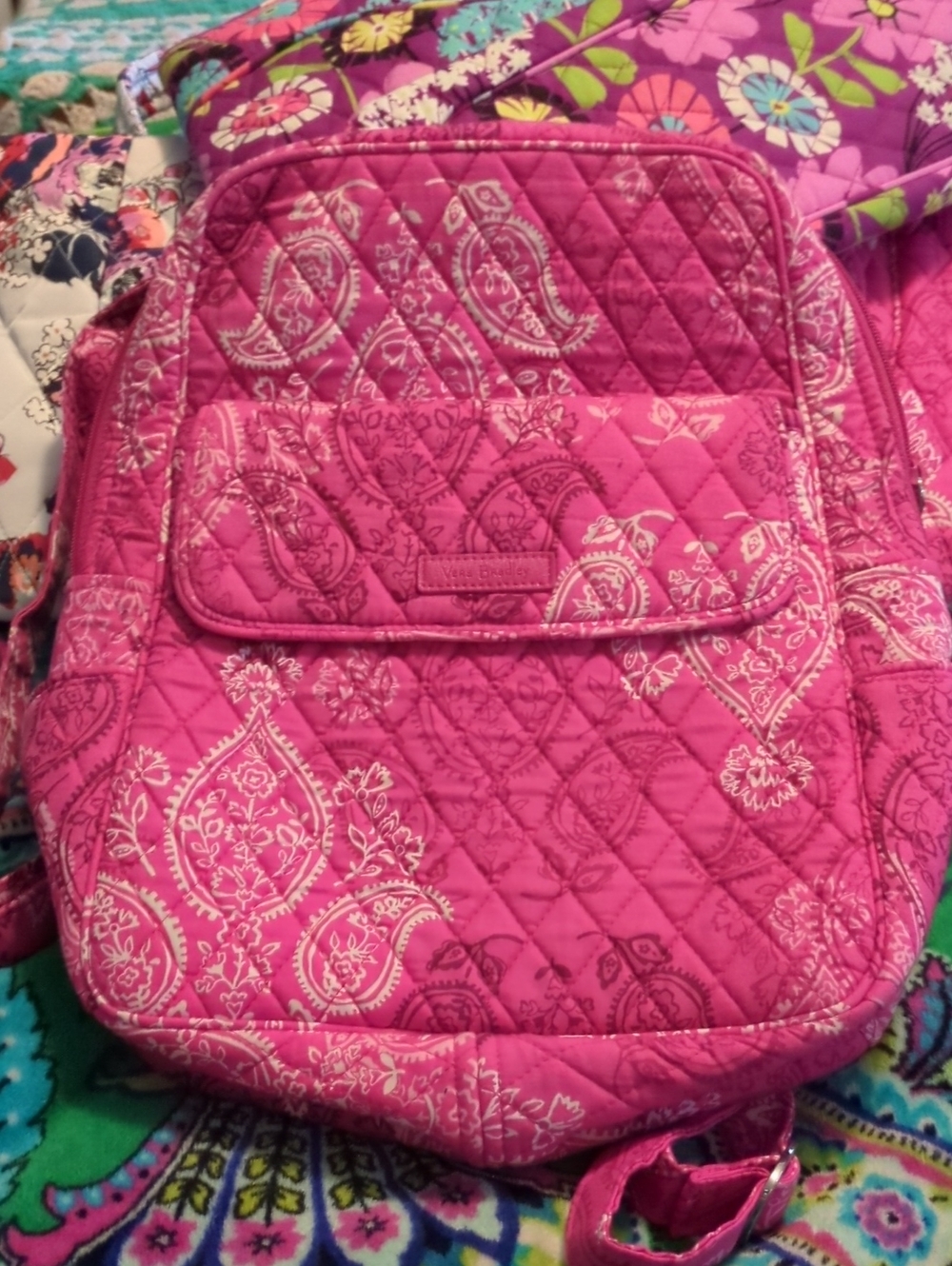 Vera Bradley Pink Mini Backpack Stamped Paisley